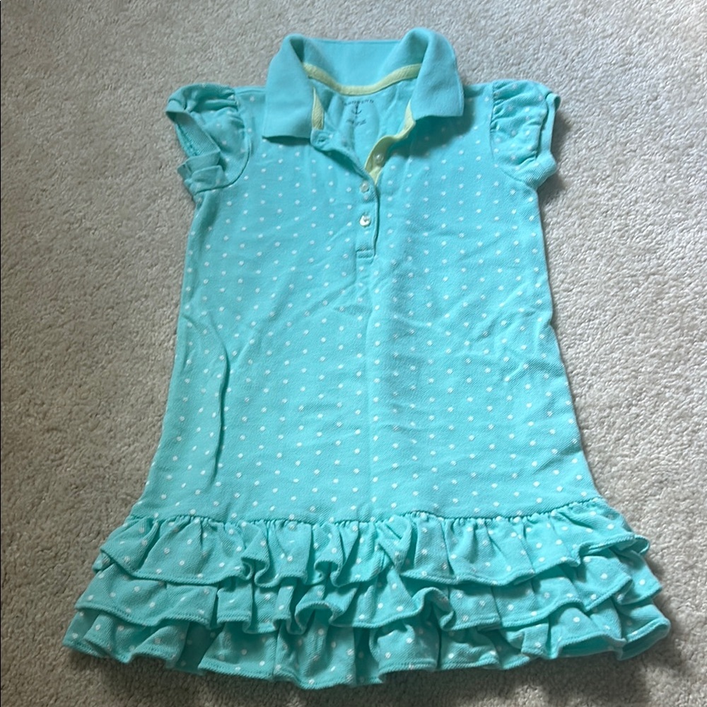 Lands' End Light Blue Polka Dot Kids Casual Dress